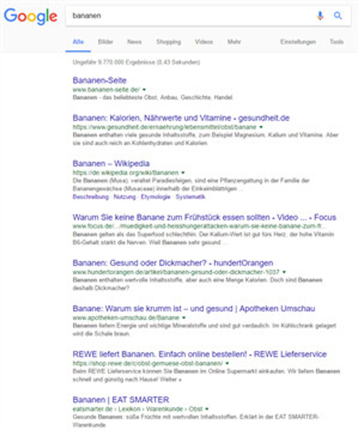 Suchmaschinenergebnis organisch