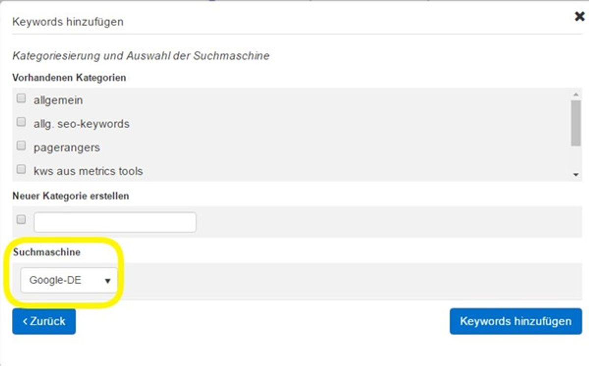 Neues Feature: Suchmaschinenauswahl