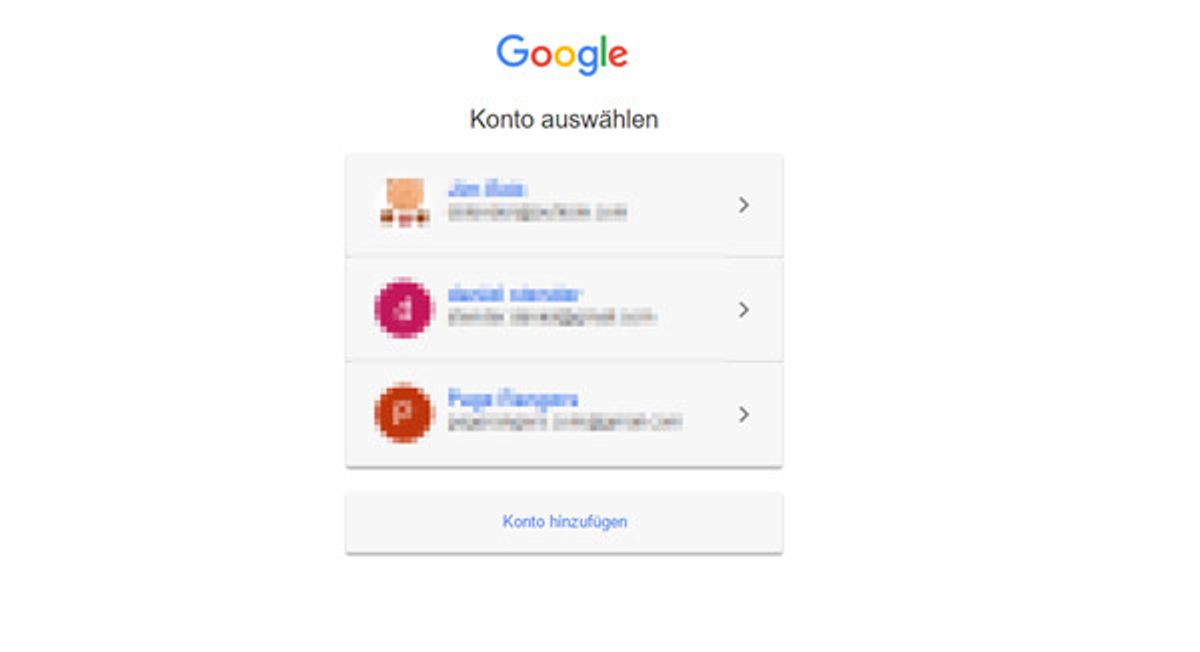 Google Konto auswählen