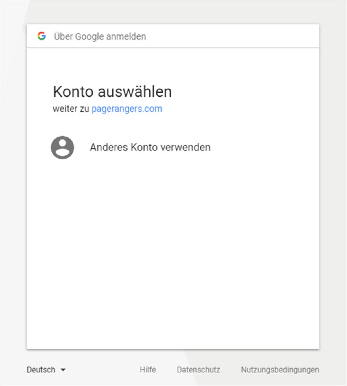 Ein Screenshot aus dem Google Login Fenster