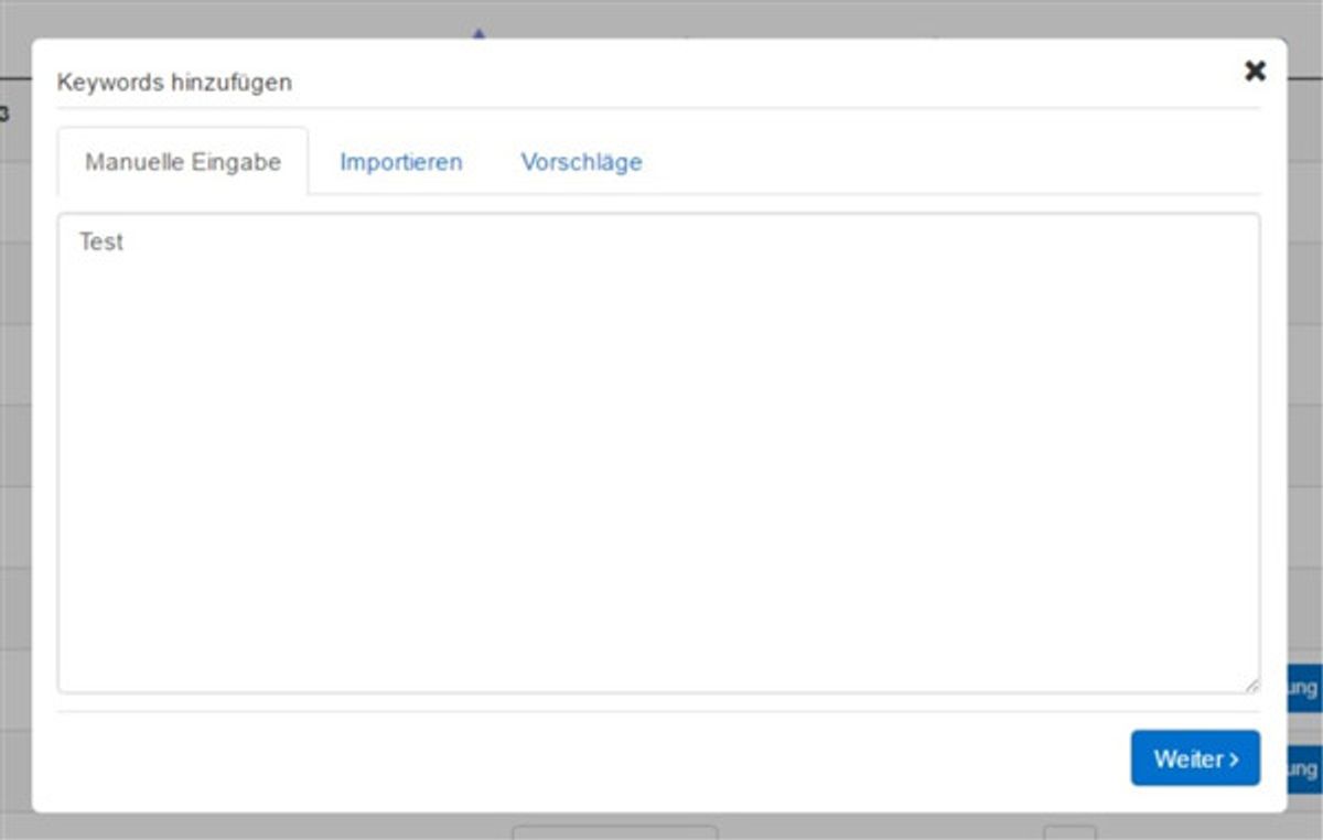 Keywords manuell hinzufügen