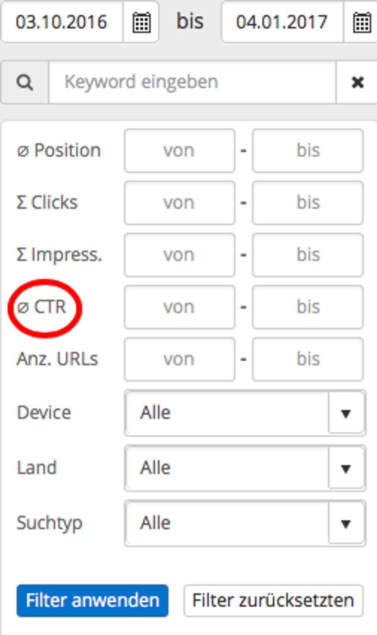Filter Search Console