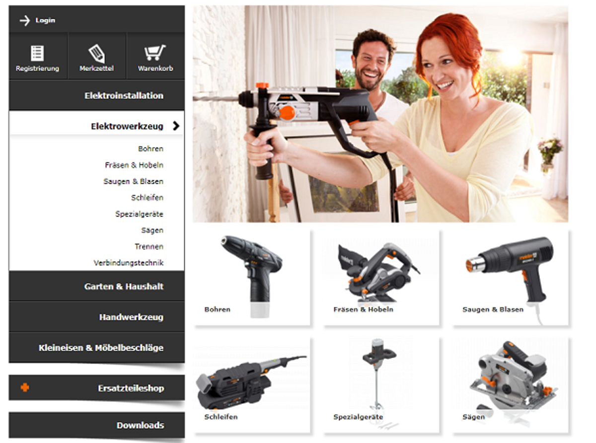 Durch die Listung der Kategorien kann der User schnell sein Ziel finden, und dann kaufen