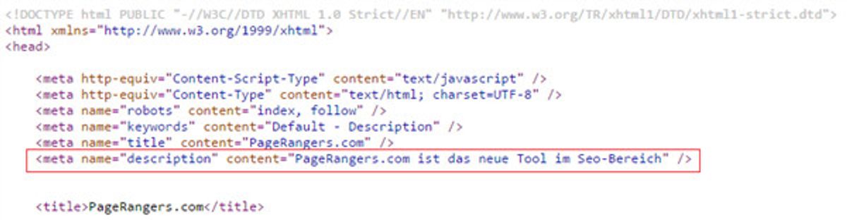 Änderung der Meta-Description im HTML-Code