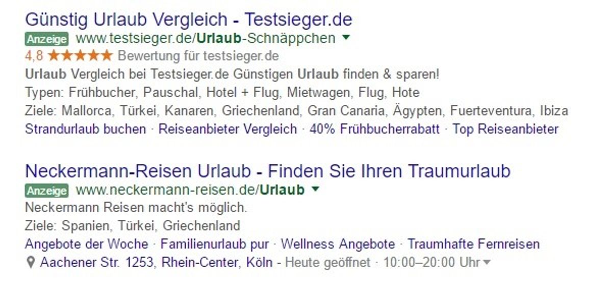 Adwords Bewertungssterne