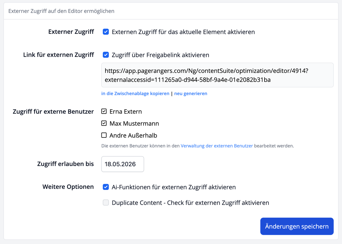 Zuweisen von einem Content an einen externen Benutzer