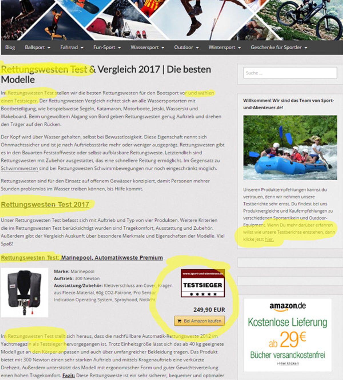 Hier ein klassisches Beispiel einer Fake Test Seite
