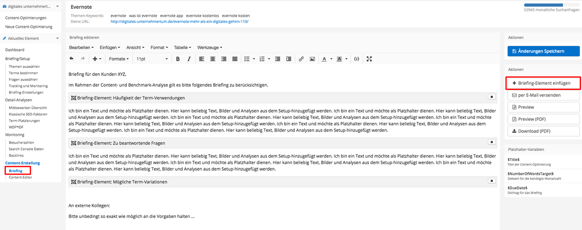 Briefing Content Suite 
