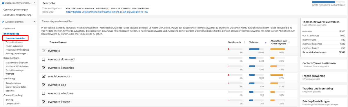 Themenauswahl Content Suite 