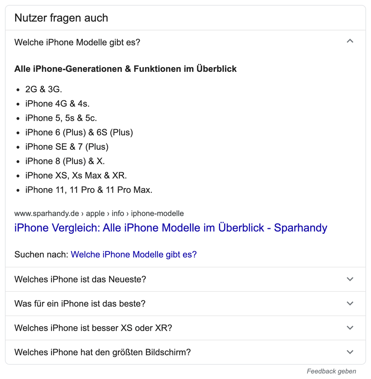 Ähnliche Fragen werden von Google vorgeschlagen und beantwortet