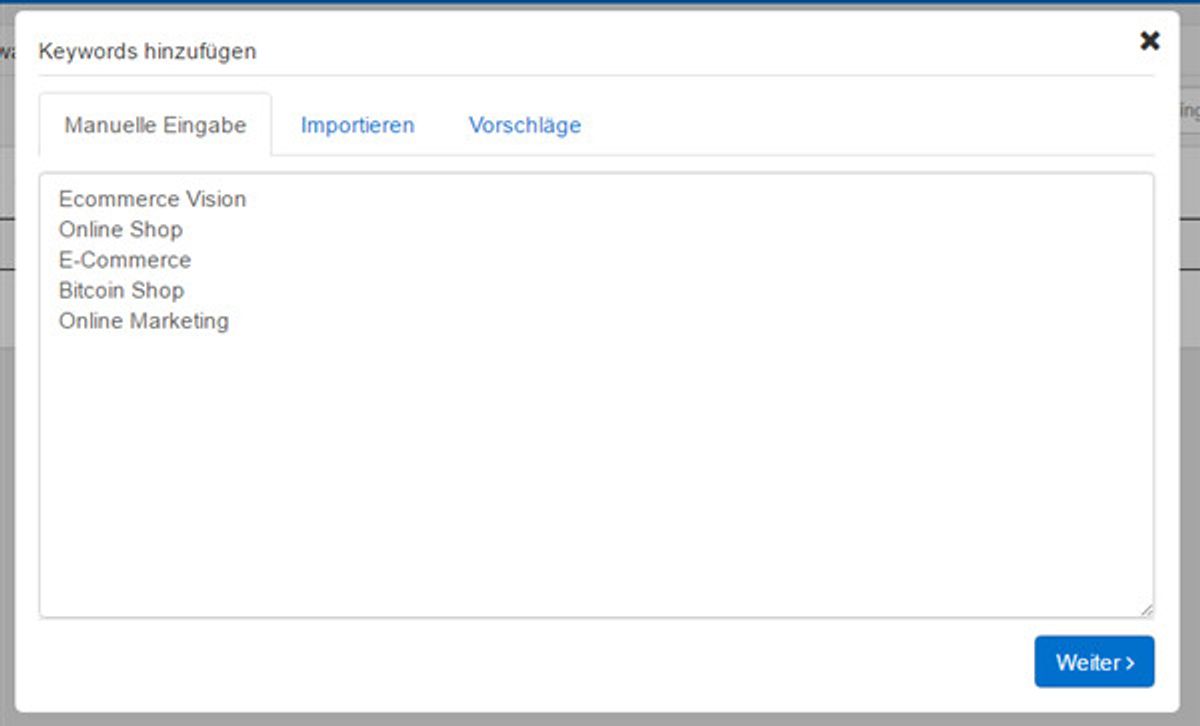Keyword Monitoring - Erster Schritt: Keywords anlegen