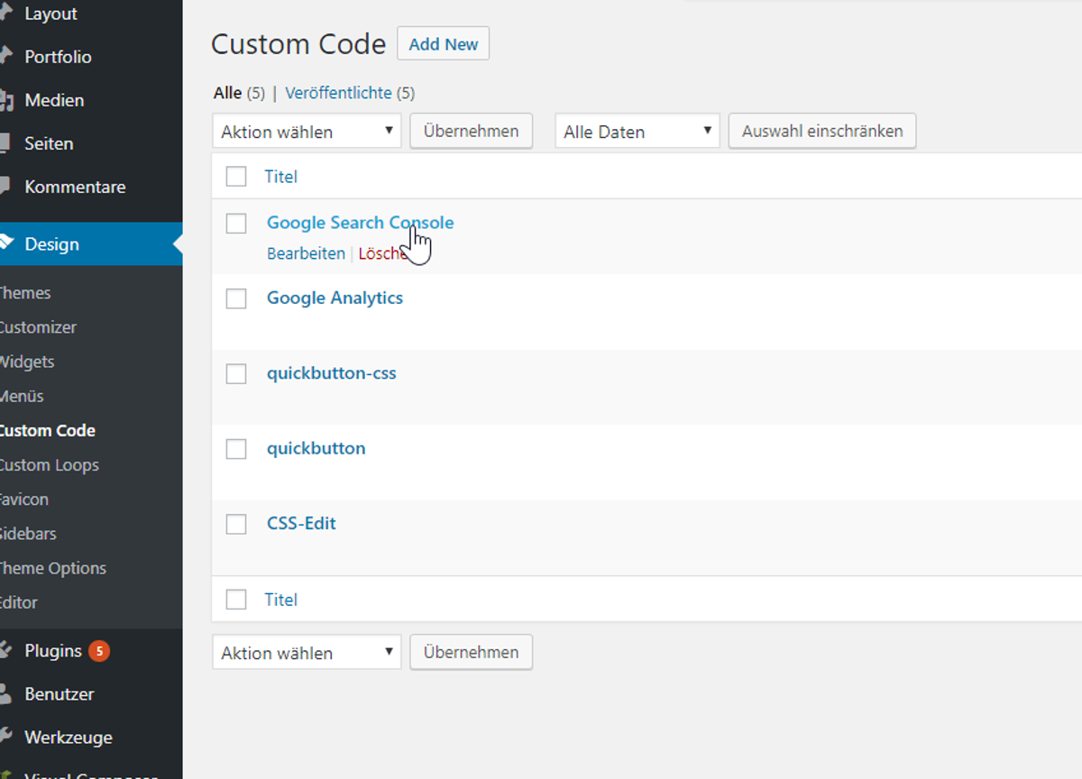 Wordpress Verifizierung Schritt 1