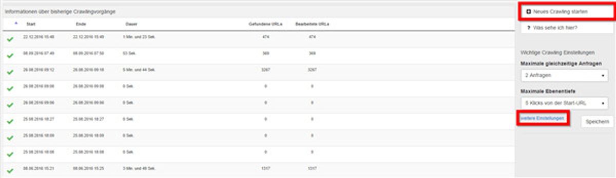 Crawling Informationen Pagerangers