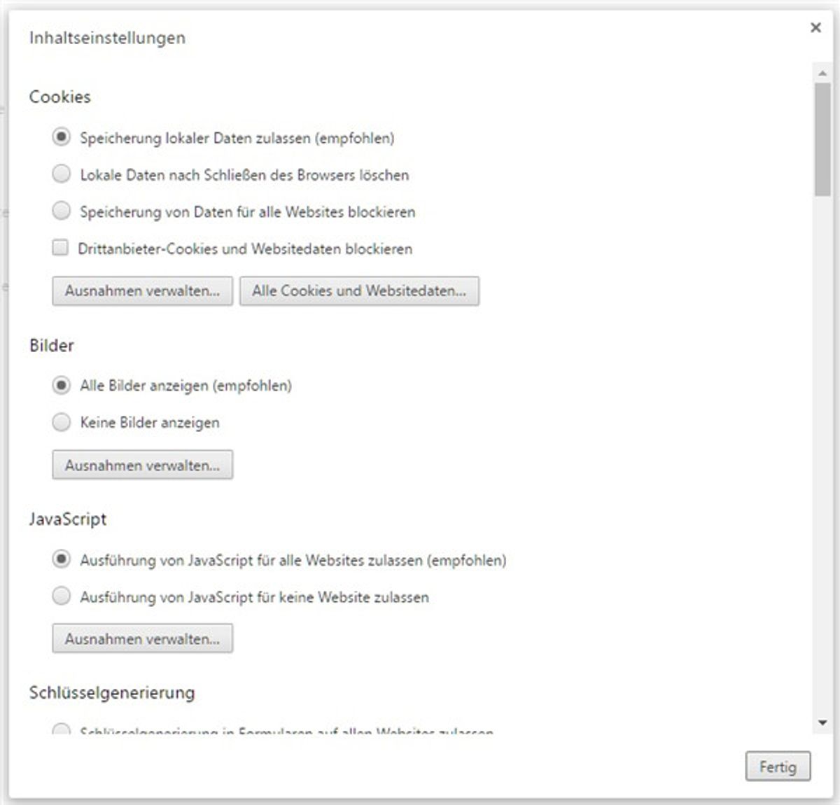 Datenschutz in Chrome