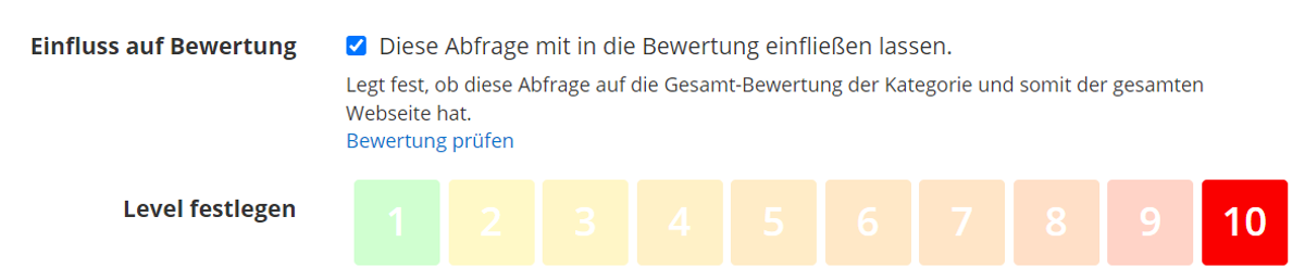 Fehler Level für Abfrage