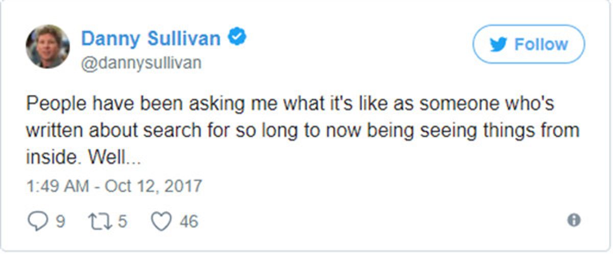 Danny Sullivan enthüllt seine Erkenntnisse auf Twitter