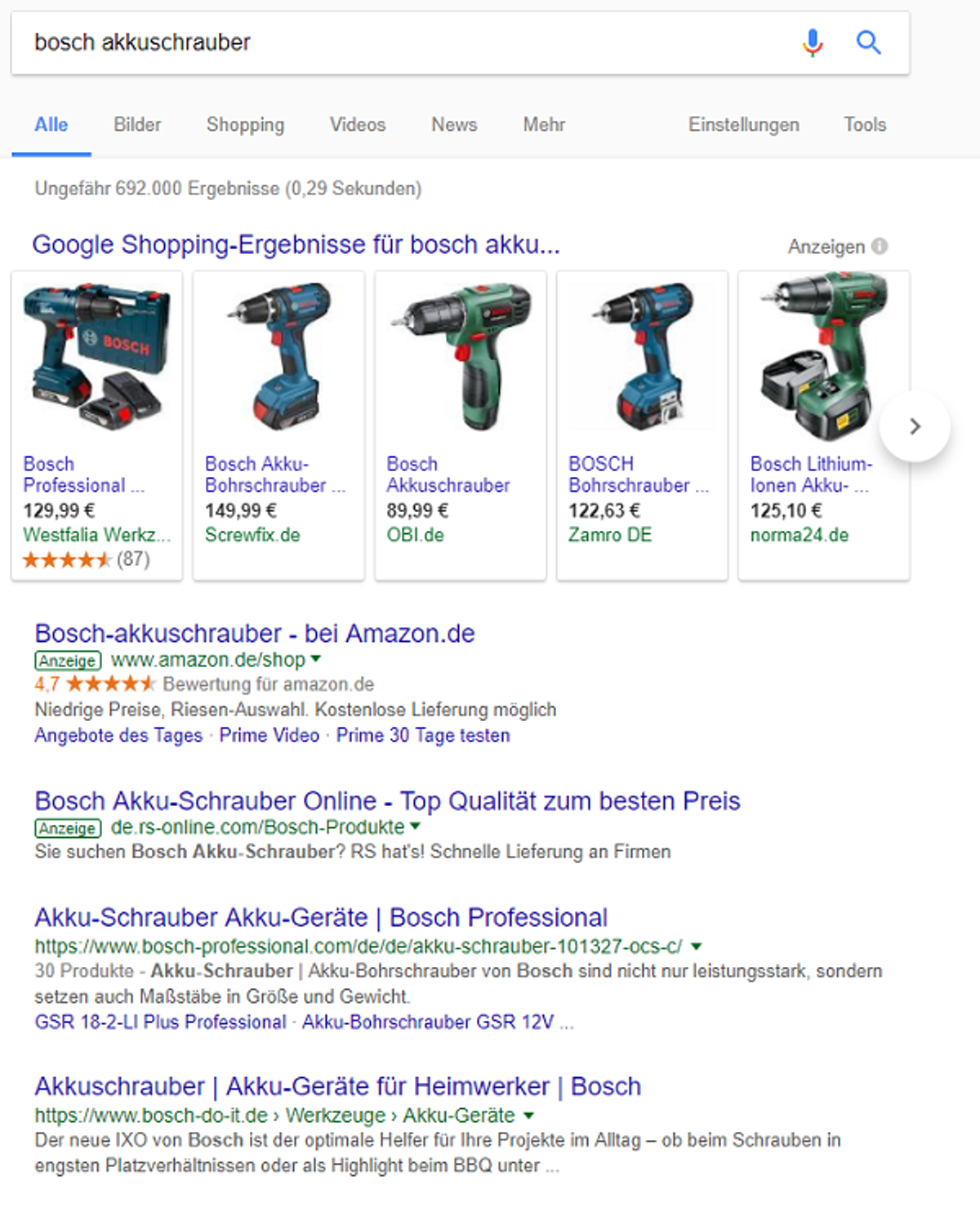 Dank des RankBrains werden ähnliche Ergebnisse zur Search Query geliefert