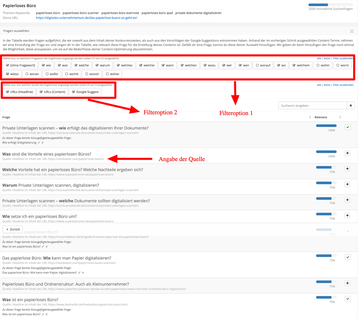 Die W-Fragen-Analyse in der Content Suite
