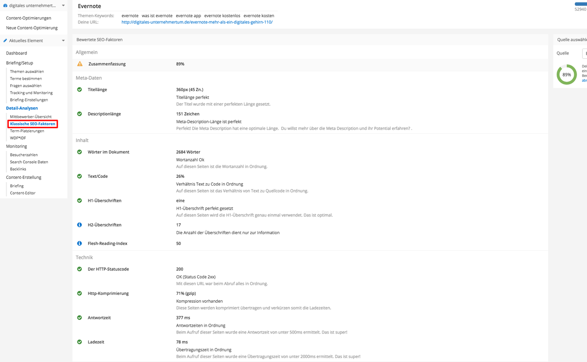 klassische SEO Faktoren
