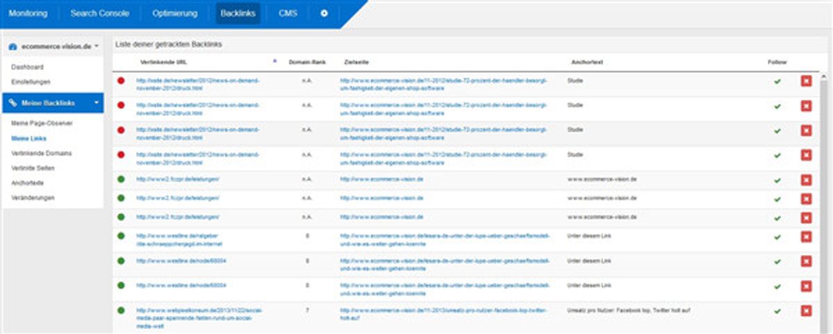 Meine Links im Backlink Modul